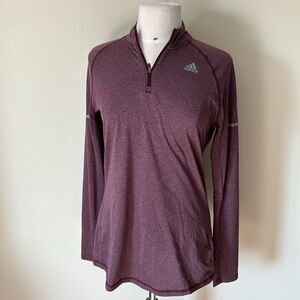 Adidas Plum Heathered Running Top Size Large